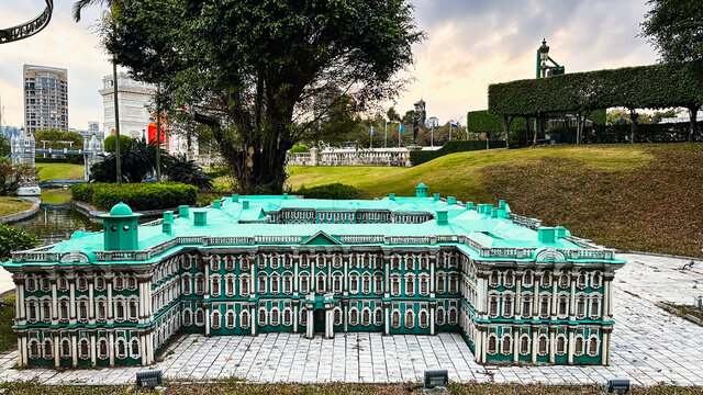 精致的欧式宫殿建筑微缩景观