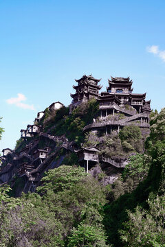 望仙谷山巅古建尽显东方韵味