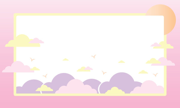 梦幻粉紫天空云朵边框图