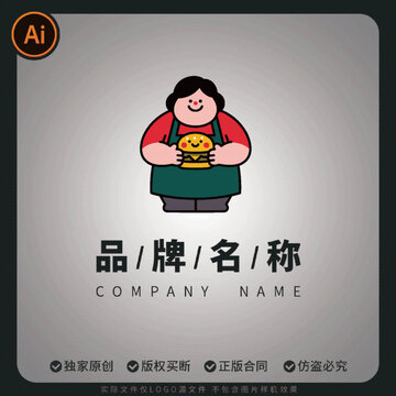 美食餐饮logo标志汉堡炸鸡矢量阿姨