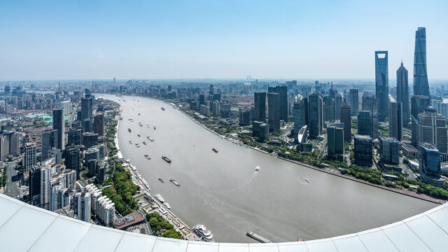 航拍上海城市全景大画幅