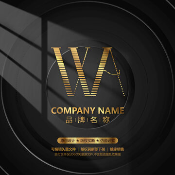 金色线条字母LOGO设计