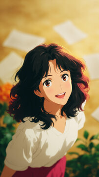温暖阳光下的笑容少女