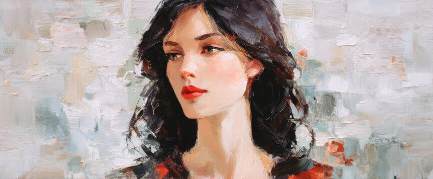 油画肖像画中一位女性