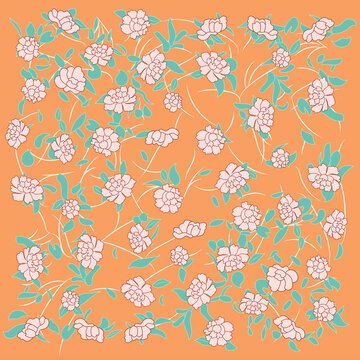 橙色底花卉图案装饰素材