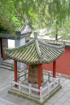 陕西汉中勉县武侯祠古钟亭俯拍