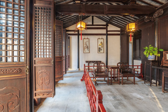 苏州园林艺圃传统中式建筑房间