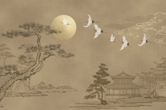 线条山水画