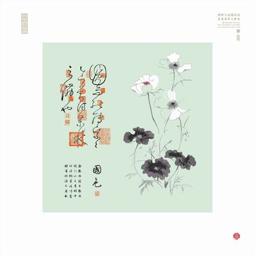 中国风画画国画国色花朵