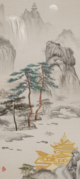 竖幅古典山水画