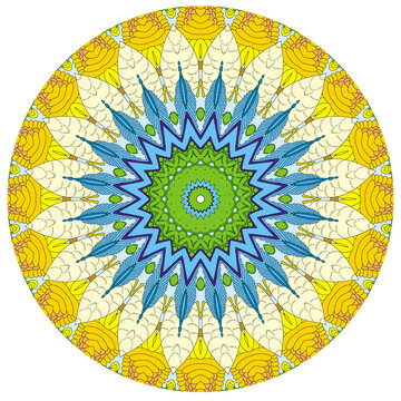 曼陀罗花纹圆形地毯图案设计