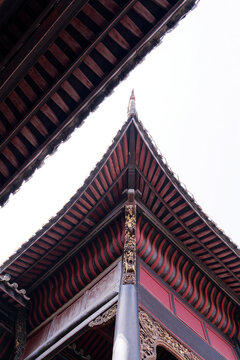 重庆湖广会馆中式古建筑屋顶精美一角