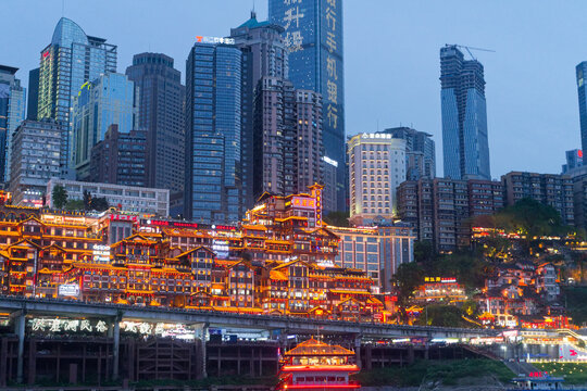 重庆洪崖洞与都市建筑夜景