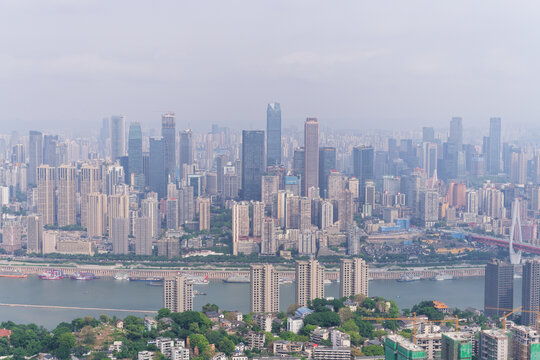 都市江景高楼林立景观