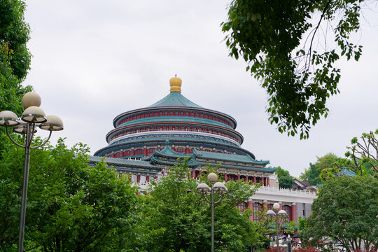 中式风格的宏伟建筑景观