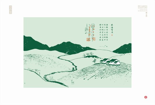 林海雪原线描图农村风光插图