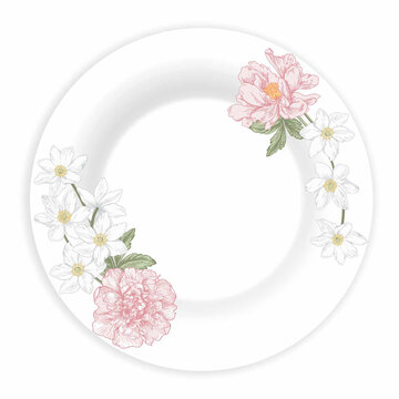 花卉图案精美陶瓷餐盘