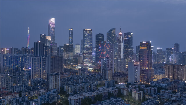 繁华都市广州夜景天际线