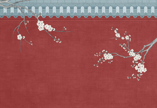 梅花红墙