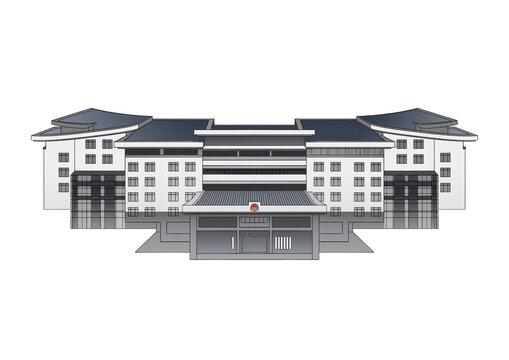 中式风格庄严建筑外观图