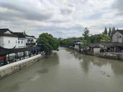 江南水乡河畔古景