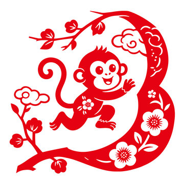 猴子剪影素材