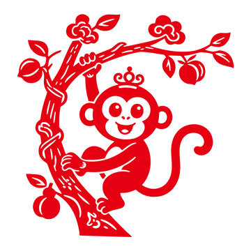 猴子剪纸