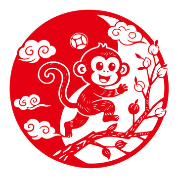生肖猴剪纸