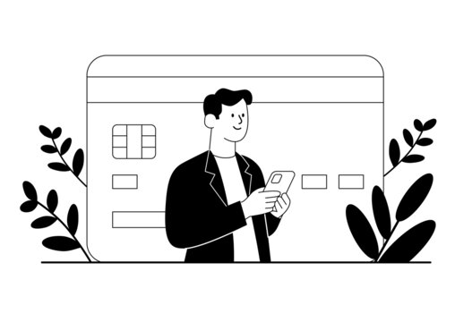 手机安全支付人物插画