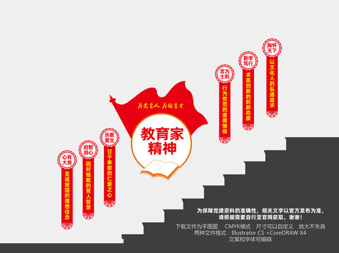 教育家精神楼道文化墙