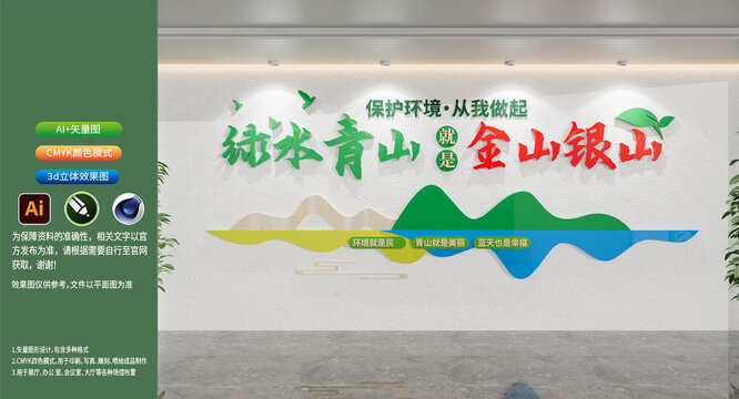 绿水青山就是金山银山环保宣传标语文化墙