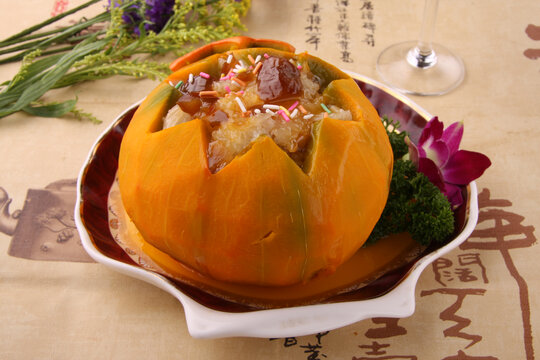 金瓜蒸八宝饭