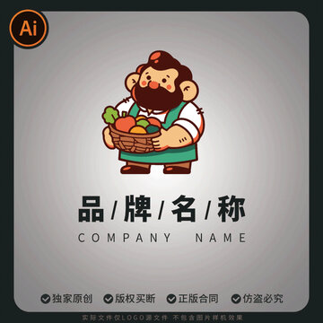 蔬果大叔矢量logo商用水果店外卖标志