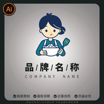 卡通厨师矢量logo商标形象品牌标志