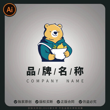 卡通小熊果蔬店logo商用标志品牌标志