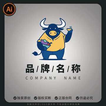 卡通牛矢量LOGO商标品牌标志设计图