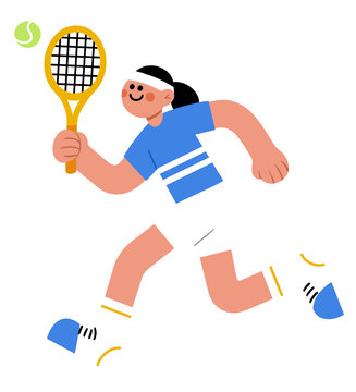 卡通人物插画网球女孩