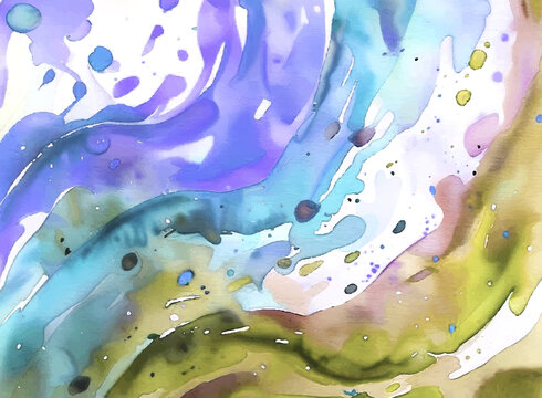 手绘水彩波浪水彩纹理