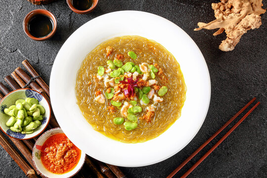 蟹黄酱虾仁豆面