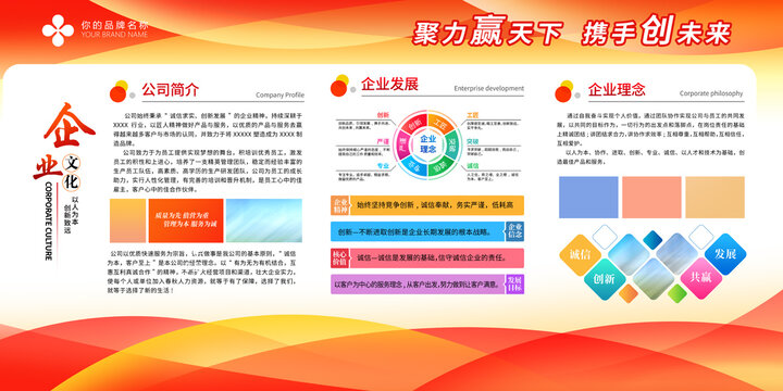 企业公司简介文化墙展板宣传栏