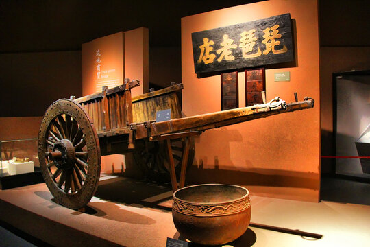 古代传统木制运输手推车