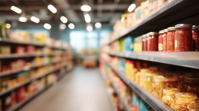 琳琅满目的食品超市货架