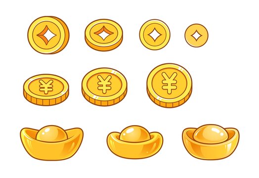 矢量金元宝金币装饰卡通插画