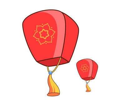 矢量孔明灯喜庆装饰卡通插画