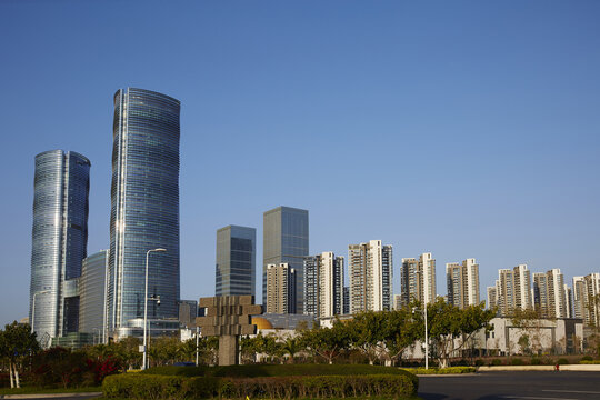 厦门高新区现代都市摩天大楼景观