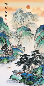 竖幅山水画