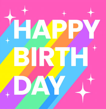 彩虹条纹生日快乐文字设计