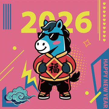 2026年卡通小马贺岁形象