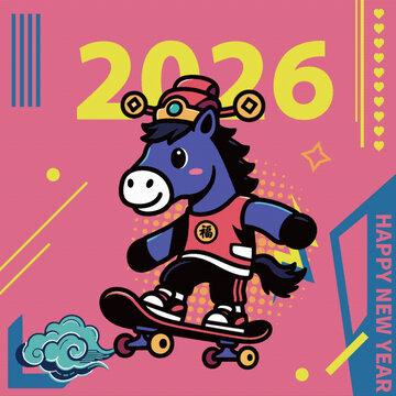 2026年滑板小马贺新年