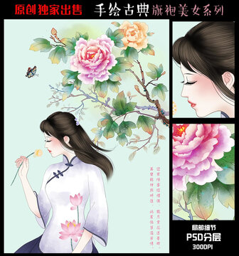 旗袍美女插画